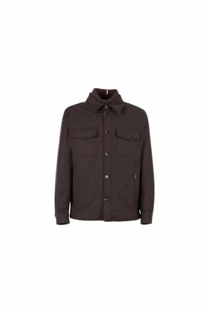 Moorer Mens Duino-Ll Layered Shirt Jacket In Brown