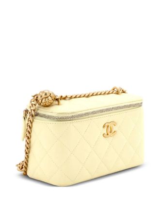 Chanel Sweet Camellia Vanity Case with Chain Quilted Lambskin Small crossbody bag - Giallo