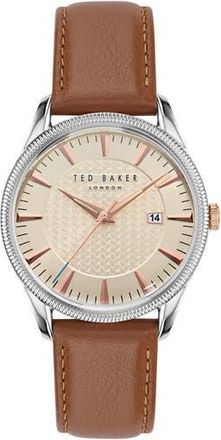 Ted Baker Leather Strap Watch, 20mm in Brown/Tan at Nordstrom Rack