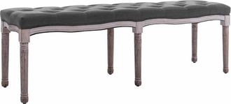 vidaXL Banco Lino Y Madera Maciza Gris Oscuro 150x40x48 Cm Vidaxl