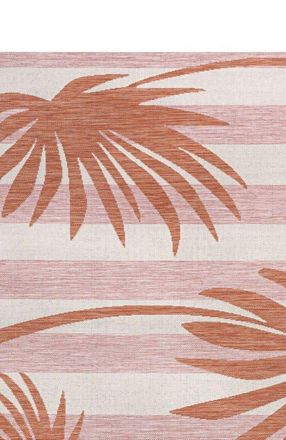 Jonathan Y Designs Veronica Classic Beach Stripe and Palm Leaf Indoor/Outdoor Area Rug in Pink/cream at Nordstrom, Size 8Ft 0In X 10Ft 0In
