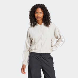 adidas Bomberjacke ADIDAS SPORTSWEAR ESSENTIALS 3-STREIFEN LIFESTYLE WOVEN, Damen, Gr. XL, weiss (wonder alumina, wei&szlig;), Obermaterial: 100% Polyamid, Jacken 