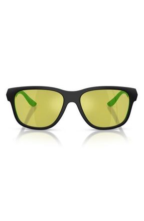 Ferrari 57mm Pillow Sunglasses in Black Matte /Yellow at Nordstrom