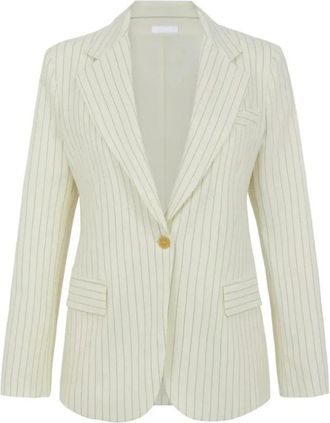 P.A.R.O.S.H. Witte Pinstripe Wollen Blazer - Dames - Blazers - Wit - XS - Wol - Jassen