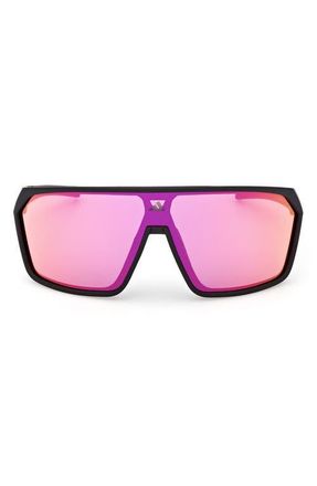 adidas 130mm Shield Sports Sunglasses in Matte Black /Mirror Violet at Nordstrom