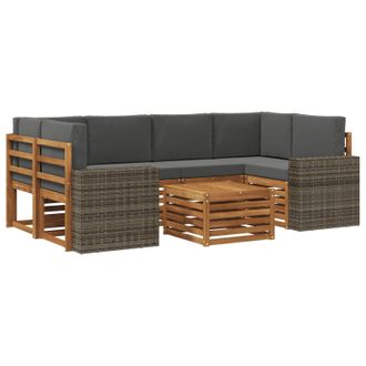 vidaXL Conjunto De Sof&aacute;s De Exterior 7 Pcs Natural Y Antracita Vidaxl