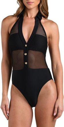 L'agence Natalya Mesh One-Piece Swimsuit in Black at Nordstrom, Size X-Large
