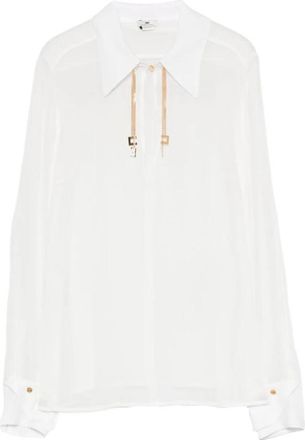 Elisabetta Franchi Georgette Blouse - Dames - Blouses - Wit - S - Nylon - Overhemden