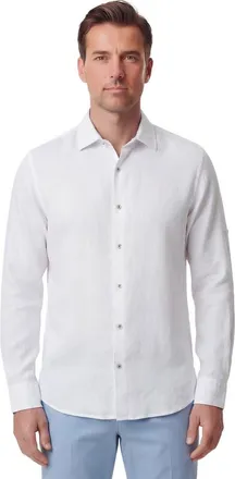 Lords of Harlech Uomo Solid Long Sleeve Fine Linen Shirt in Laurent White at Nordstrom, Size Small
