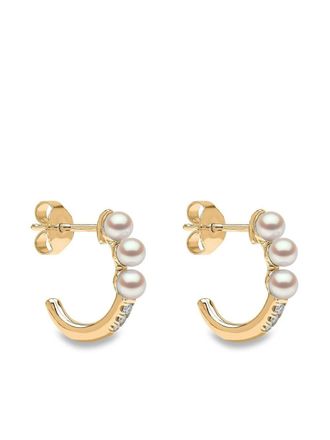 Yoko London 18kt geelgouden Eclipse Akoya oorbellen met parel en diamant