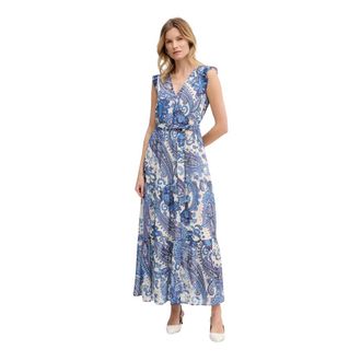 Oui Paisley Print Maxikleid - Dames - Maxi kleedjes - Veelkleurig - M - Polyester - Kleedjes