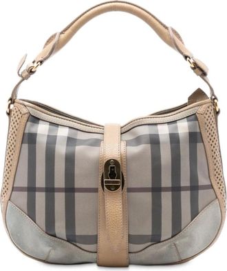 Burberry Pre-owned Handbags, female, Gray, Size: ONE SIZE Pre-owned Plaid Pattern Handbag