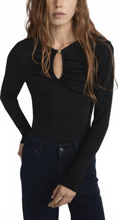 Frame Denim Keyhole Top In Black