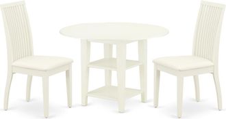East West Furniture Dining Room Set Linen White, SUIP3-LWH-C