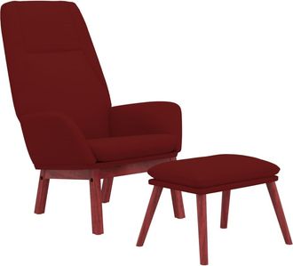 vidaXL Sill&oacute;n De Relax Con Taburete Tela Rojo Tinto Vidaxl