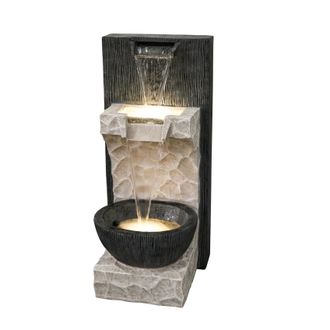 PRIMROSE 2 Fall Cascade Water Feature with Lights 82cm in Natural