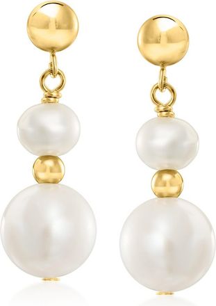 Ross-Simons 5-9mm Cultured Pearl Drop Earrings in 14kt Yellow Gold