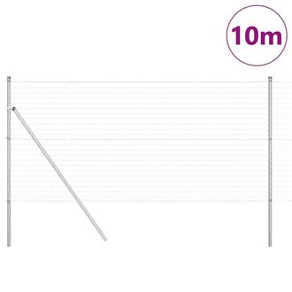 Berkfield Home Modern Euro Fence with 7 Posts 1.4x10 m Galvanised Steel in Silver