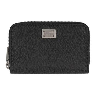 Dolce & Gabbana Kleine Ritssluiting Portemonnee van Kalfsleer - unisex - Portefeuilles - Zwart - ONE Size - Leer - Accessoires