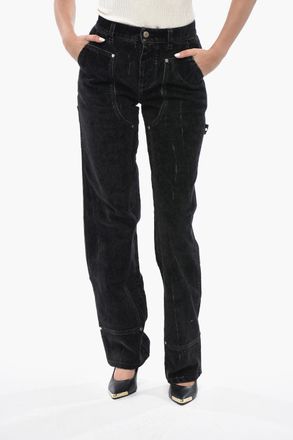 Stella McCartney Pantaloni Workwear in Denim Stretch con Finitura Vellutata 25cm Stella McCartney