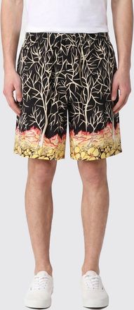 Yohji Yamamoto Shorts in rayon con stampa grafica e vita elasticizzata