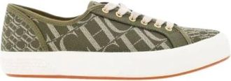 Carolina Herrera Leren Sneakers met Canvas Print - Heren - Sneakers - Groen - 41 EU - Leer - Schoenen