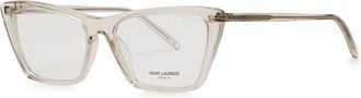 Saint Laurent Mica Thin Cat-eye Designer Optical Glasses - Beige - One Size