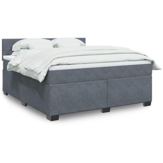 vidaXL Cama Box Spring Con Colch&oacute;n Terciopelo Gris Oscuro 180x200 Cm Vidaxl