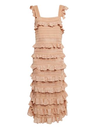 Zimmermann knit frilled midi dress - Neutrals