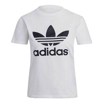 adidas (WMNS) adidas originals Trefoil Tee Logo Printing Sports Round Neck Short Sleeve White T-Shirt GN2899