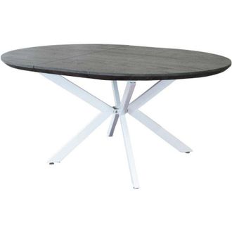 No Brand Tavolo rotondo allungabile con piano in MDF e struttura in metallo 120/160x120xH76 cm Garry - Bianco e grigio