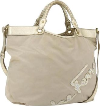 Ferragamo Pre-owned Nylon Handtas - Dames - Vintage Handtas - Beige - ONE Size - Nylon - Vintage
