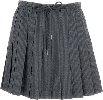 Thom Browne Pleated Mini Skirt with Seersucker Texture