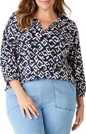 Nic+Zoe Nic+Zoe Plus Angles Linen-Blend Top