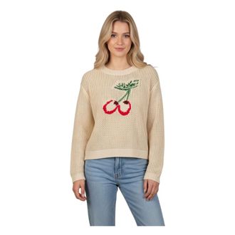 Twinset Rondgebreide trui - Dames - Ronde hals truien - Beige - S - Denim - Truien & Vesten