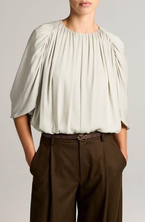 Vince Gathered Silk Cape Bubble Top in Stone Sage at Nordstrom, Size Xx-Small