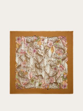 Ferragamo Women Cheetahs print cashmere shawl Beige
