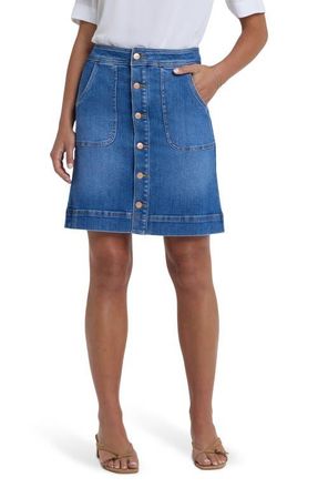 NYDJ High Waist A-Line Denim Utility Skirt in Blue Paradise at Nordstrom, Size 12