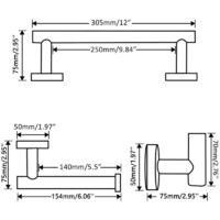 OEM Accesorios De Ba&ntilde;o En Negro Mate, Portarrollos De Papel Higi&eacute;nico/toallero De Pared/gancho, 3 Piezas - Crezuo