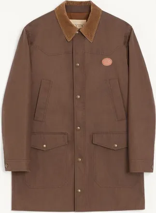 Valentino Valentino Waxed Cotton Coat With VLogo Patch