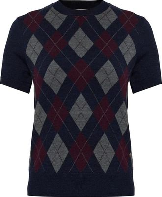 Tory Burch Jersey de Lana Merino con Argyle - Knitwear - Mujer - Multicolor - M