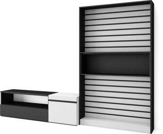 Skraut Home Skraut Home - Muebles De Sal&oacute;n Para Tv, Conjunto De Muebles Comedor, 260x186x35cm, Para Tv Hasta 65, Mueble Televisi&oacute;n, Estilo Moderno, Blanco Y Negro