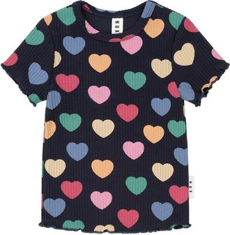 Huxbaby Multi Hearts Rib Tee in Navy Multi at Nordstrom, Size 6-12M Au