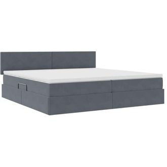 vidaXL Storage Bed with Mattress Dark Grey 200 x 200 cm Velvet vidaXL