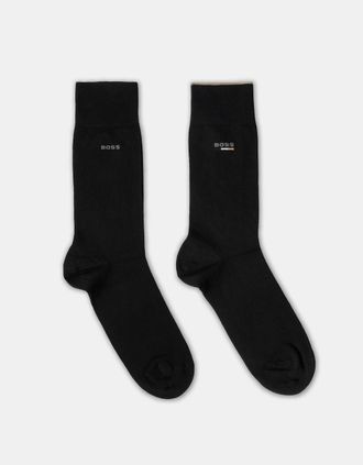 HUGO BOSS Mens BOSS Orange Mens 2-Pack Iconic Logo Socks - Black 001 - Size: 6/6.5/7.5/7/11/10/8/8.5/12/9.5/9/11.5/10.5
