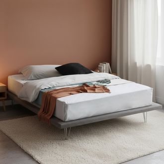 Talamo Italia Dmora - Cama Matrimonial Dgaviol, Cama Fija En Tela Con Pies, 100% Made In Italy, Adecuado Para Colch&oacute;n Cm 160x200, Gris