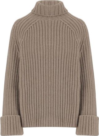 Malo Ribbed Cashmere Jumper - female - Malo - Cashmere Knitwear - Beige - XS - Knitwear