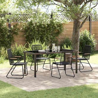 vidaXL Conjunto De Comedor De Jard&iacute;n 5 Pcs Negro Ratana De Pvc Vidaxl