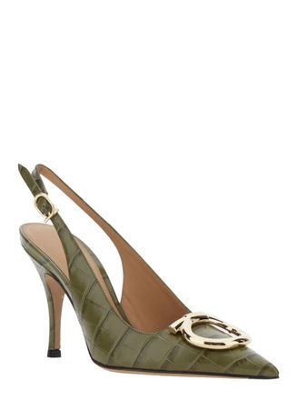 Ferragamo Green Slingback Pumps