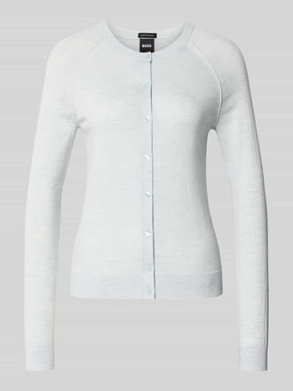 HUGO BOSS Shaped Fit Sweatjacke aus reiner Schurwolle Modell Fonami in Hellblau, Gr&ouml;&szlig;e XXL